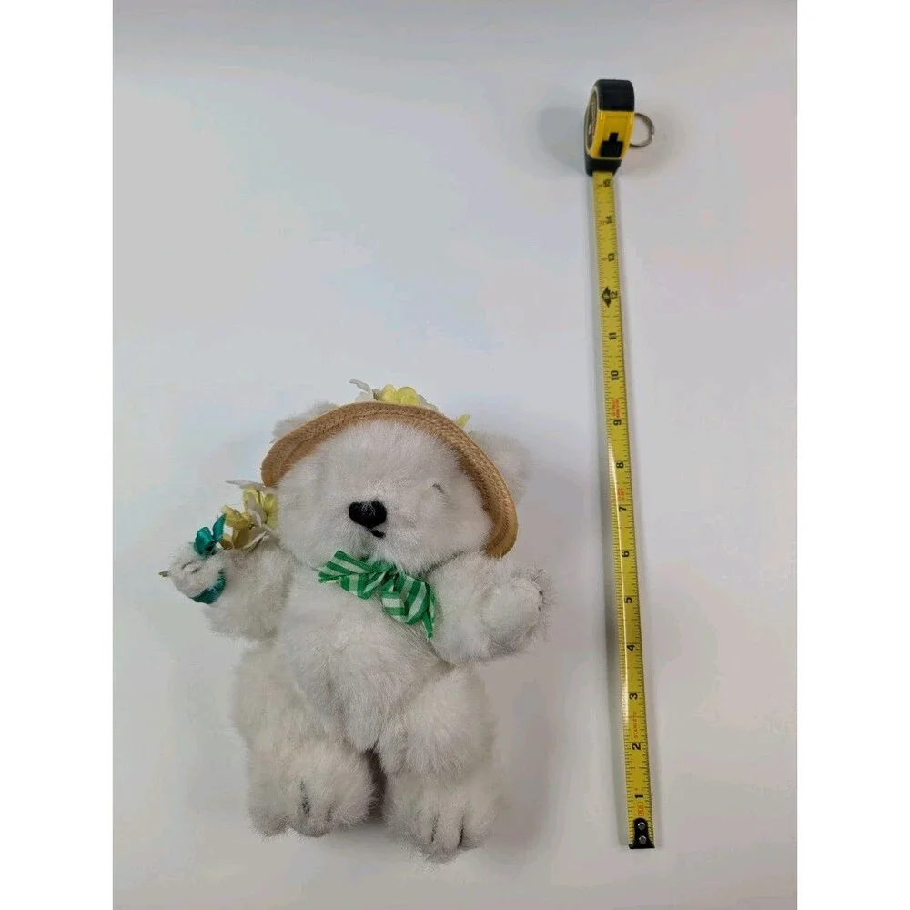 Gorham Aloysius April Plush Teddy Bear Straw Hat Flowers Collectible Easter